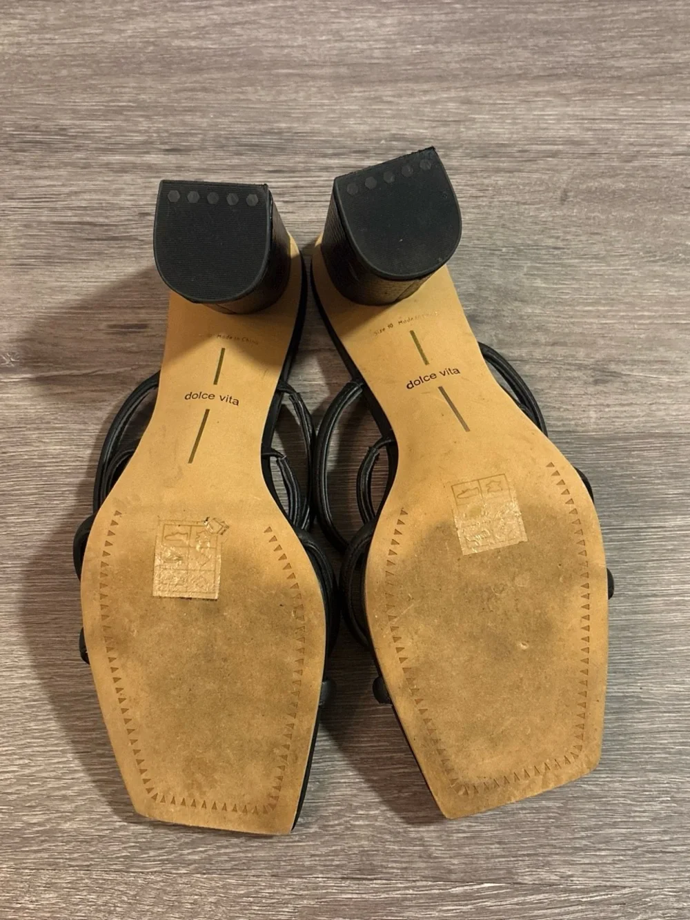 Dolce Vita Black Strappy Square Toe Block Heels
